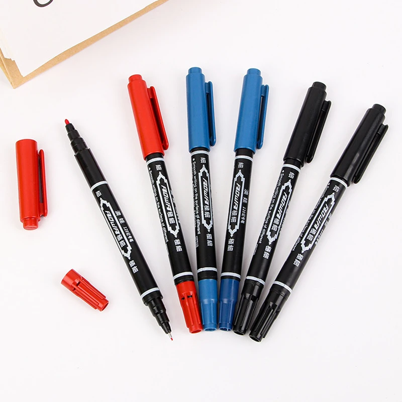 10개 영구 아트 마커 펜, 세밀한 끝, 방수 잉크, 얇은 팁, 굵은 팁, 검정/파랑/빨강 잉크, 0.5mm-1mm, 세밀한 색상 마커 펜
