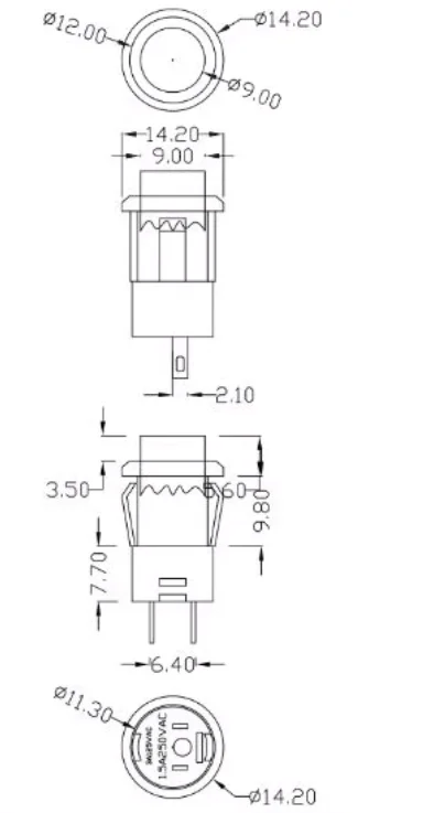 5-10 Stücke DS-428/427/425/426 Selbstsichernde/Momentary Druckschalter 12mm AUS-EIN Druckschalter Reset 3A/125VAC 1,5A/250VAC – Detail 1