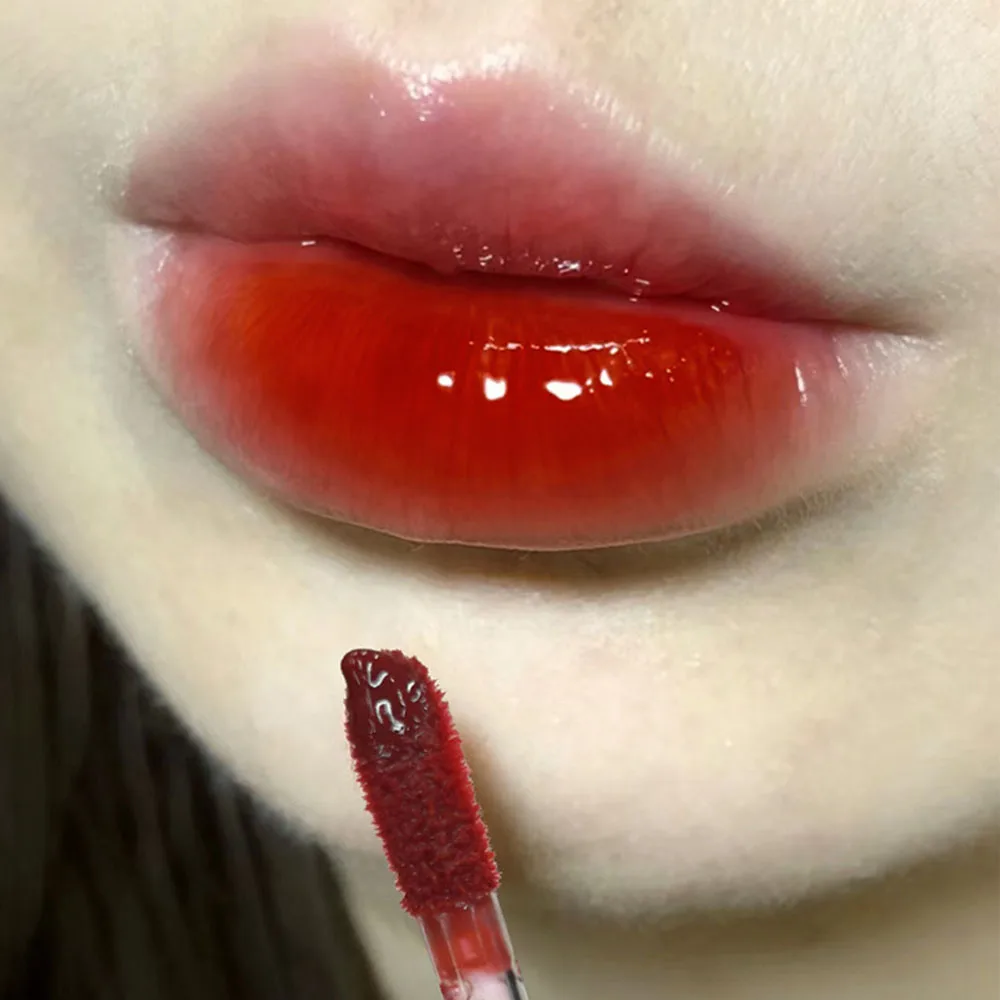 Lip Makeup Lip Glaze Lip Tint Lip Gloss Mirror Jelly Cherry Red Water Light Liquid Lipstick