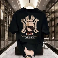 Fashion Bear Print Heavy Cotton Round Neck Short Sleeve T-shirt Men's Summer American Fashion Brand Ins Half Sleeve Loose Top 2