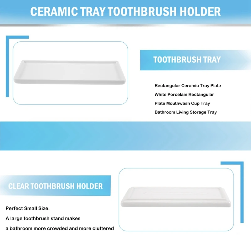 Rectangular Ceramic Tray Plate White Porcelain Rectangular Plate Mouthwash Cup Tray Bathroom Living Storage Tray 2