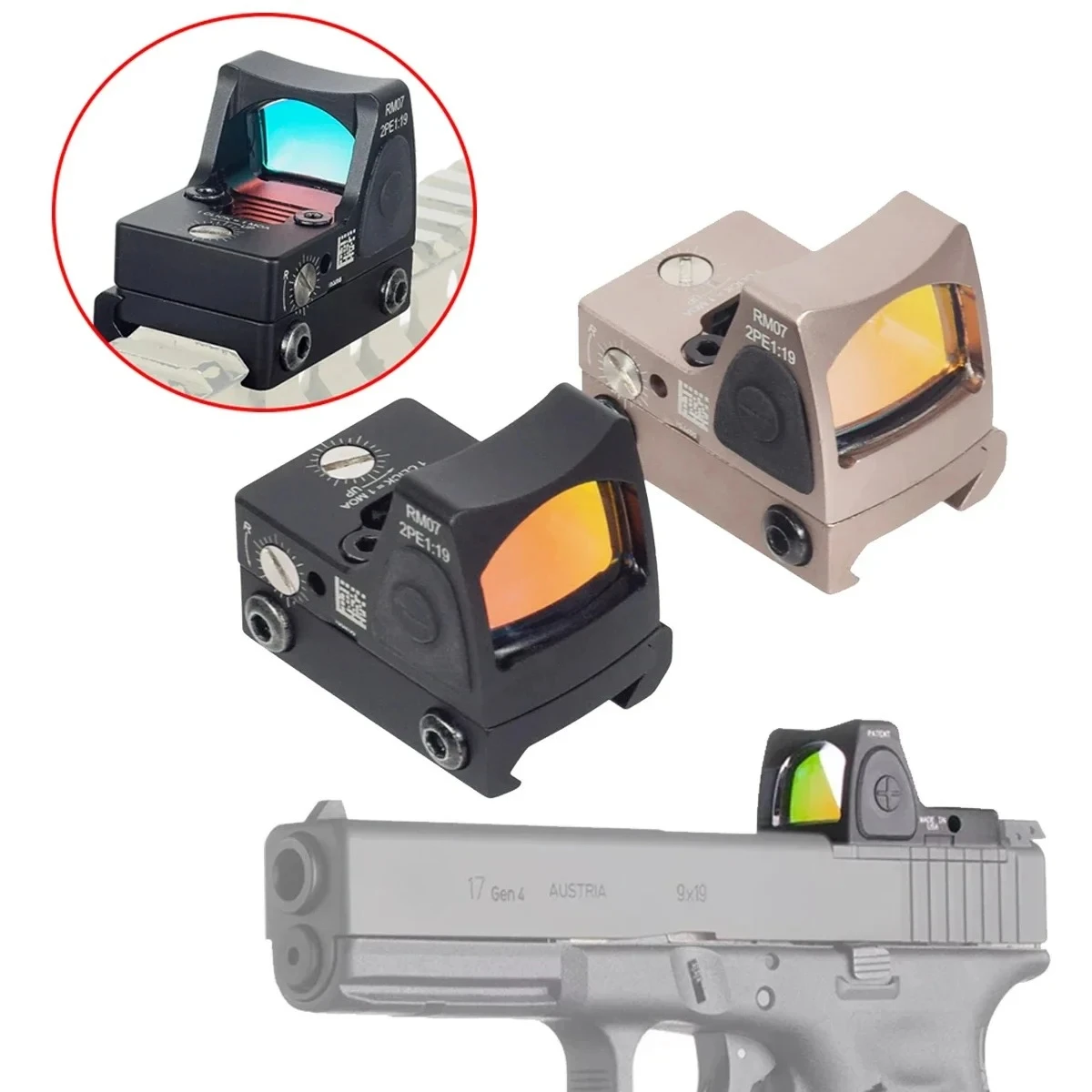 Tactical Mini Metal RM HD Red Dot Sight Scope For G17 Rear Sight Mount Base Airsoft Weapons Riflescope Fit 20mm Rail