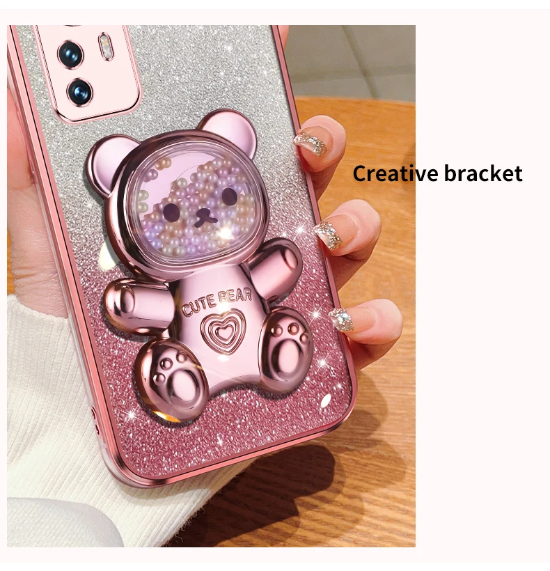 Coque de téléphone avec support à paillettes, ours mouvant, pour Xiaomi Mi Pro Lite 11 lite 11t 12 12t 11pro, mi11lite, Mi12, mi11_voghion.com