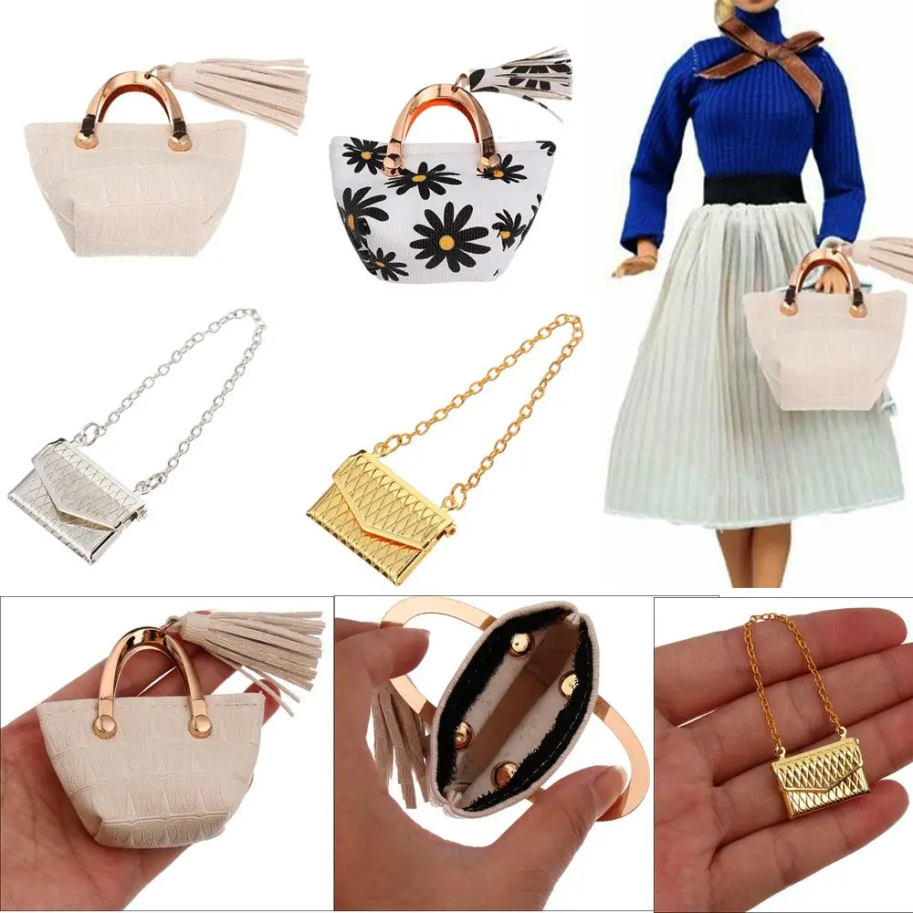 PU Leather Accessories 4 Styles Dollhouse Kids Toys 1/6 Doll Accessories Dolls Handbag Lady Leather Bag Purse 6pcs metal tongue clip lock fashion twist lock clasp for diy handbag bag purse luggage hardware closure bag parts accessories