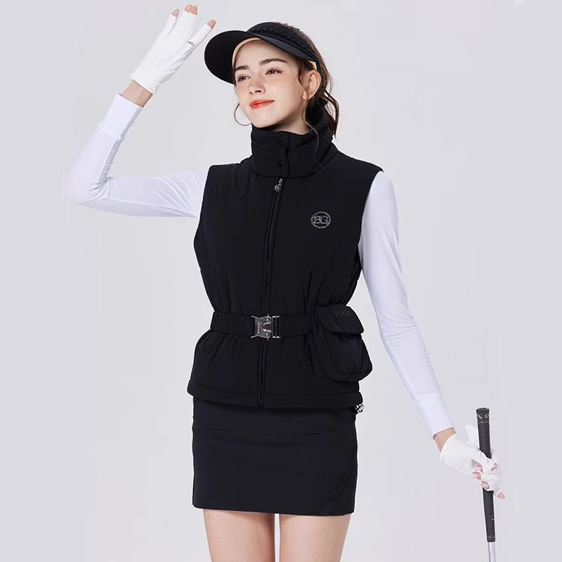 New BG ladies golf jacket autumn winter thicken stand collar warm vest women sports zipper coat fashion casual windbreaker