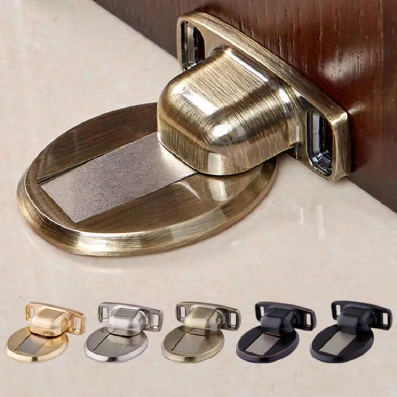 Magnetic Door Stopper Magnetic Door Holder Stopper Invisible Doorstop Wall Floor Mount Safety Catch Stainless Steel Door Suction Bedroom Supplies
