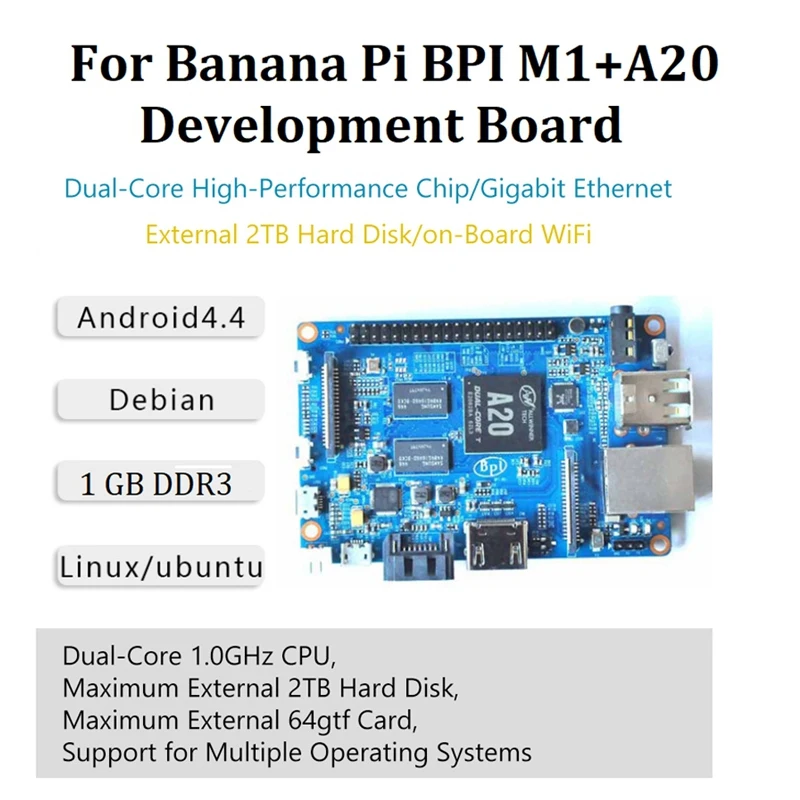 

Макетная плата для бананов Pi BPI M1 + A20, двухъядерный процессор, 1 ГБ ОЗУ DDR3, плата с открытым исходным кодом, высокопроизводительный одноплатный компьютер