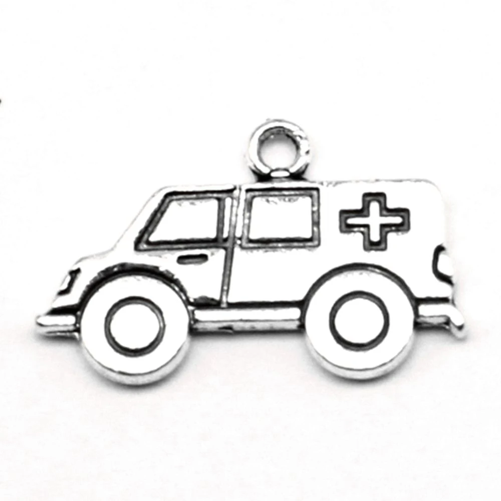 

Ambulance Charms Pendants And Necklaces Diy Craft Cute Jewelry 13x21mm 10pcs Antique Silver Color