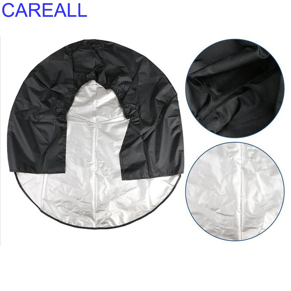CAREALL 25inch Waterproof Car Tire Cover Storage Bag 420D Oxford Cloth RV Wheel Protector Black Dust-proof Tyre Gard