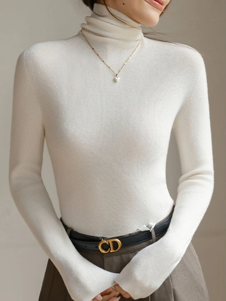 Zjaiss Women's Turtleneck Sweater 2025 Pullovers Autumn Winter Korean Slim Long Sleeve Solid Simple Basic Knit Thick Warm Top - Image 5