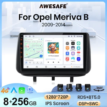 Radio de coche inalámbrico AWESAFE con CarPlay y Android Auto para Opel Meriva B 2009 2010 2011 2012 2013 2014, estéreo multimedia 2 DIN con ventilador de refrigeración integrado, sistemas inteligentes, pantalla táctil, reproductor de video, unidad principal, autorradio, navegación GPS, SWC, 4G, WIFI 1