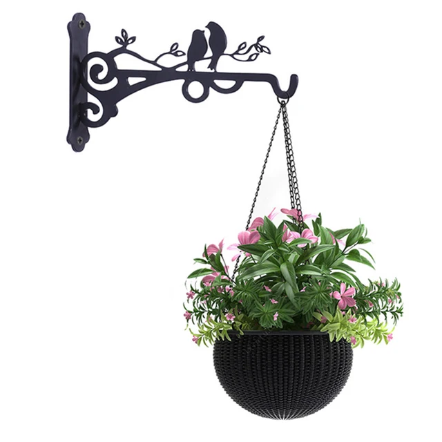 Outdoor Plant Hanger Brackets 4 Pcs 12 Inch Wrought Iron Hanging Hooks   Black, For Outdoor Plants, Bird Feeders, Lanterns Pot Suspendu Pour Plante  Exterieur