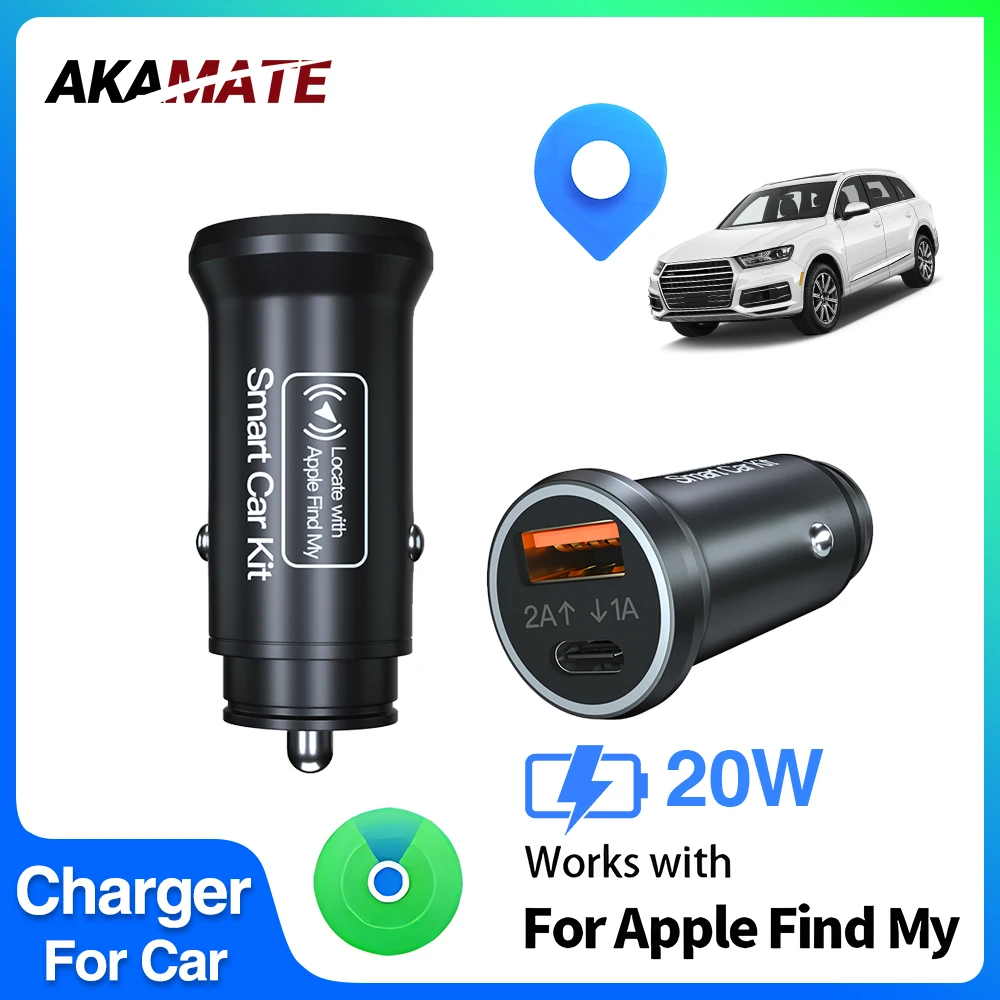 Phone Charger 2in1 Car Charger GPS Locator Tracker USB Type C QC3.0 For iPhone Official Find My App 20W Fast