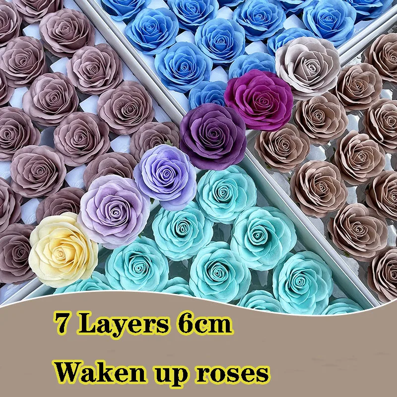 7Layers 6cm Soap rose flower head Bake brown 2024 new style DIY gift f Mother