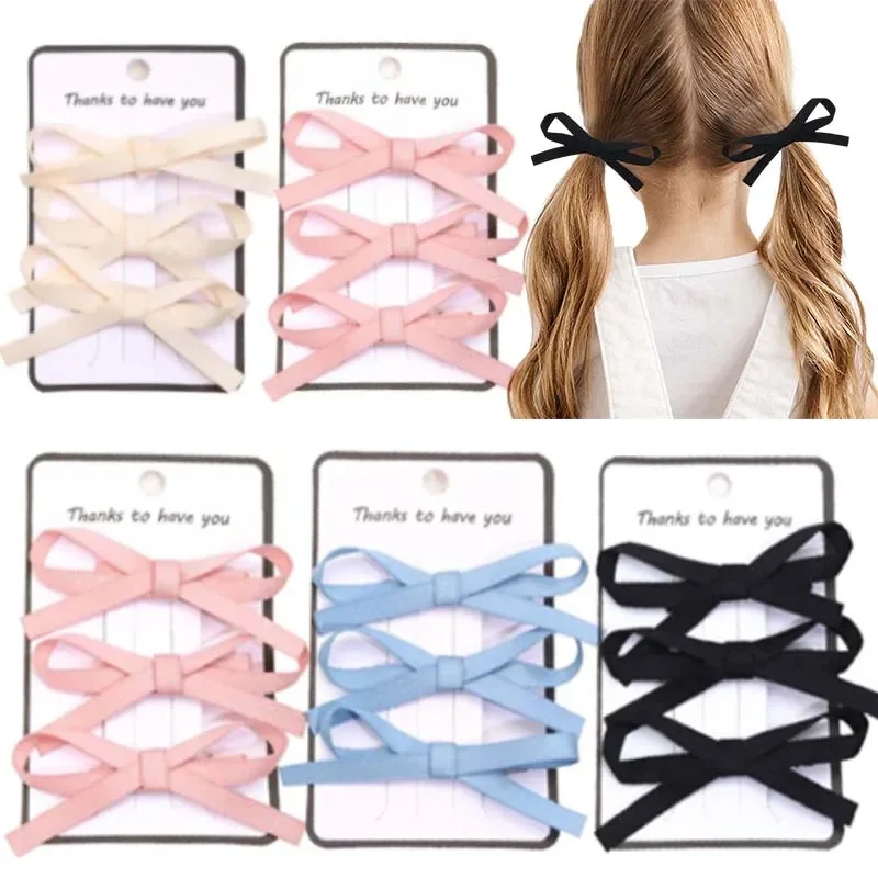 ncmama 3Pcs/set Solid Bowknot Hair Clips For women girls Ribbon Bow Hair Pin Barrettes ladies Headwear Korea Hair Accessories 2022 women s clothing spring summer sexy puff sleeve jacket ladies temperamental commute wide leg trousers fashion 3pcs suit new