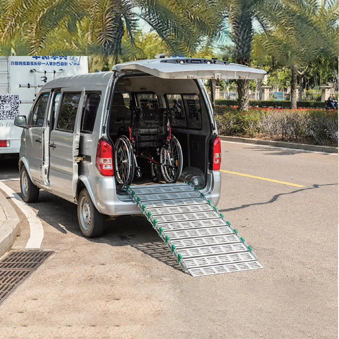 

Foldable handicap passenger and disability scooter motorcycle ramps for minivan or low cars