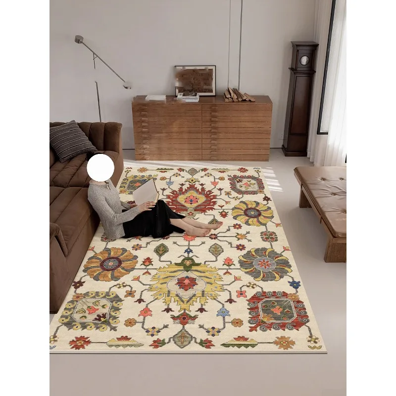 Nordic Retro Living Room Carpet Floral Creative Luxury Minimalist Art Bedroom Plush Rug Creative Fresh Sofa Coffee Table Mats 러그