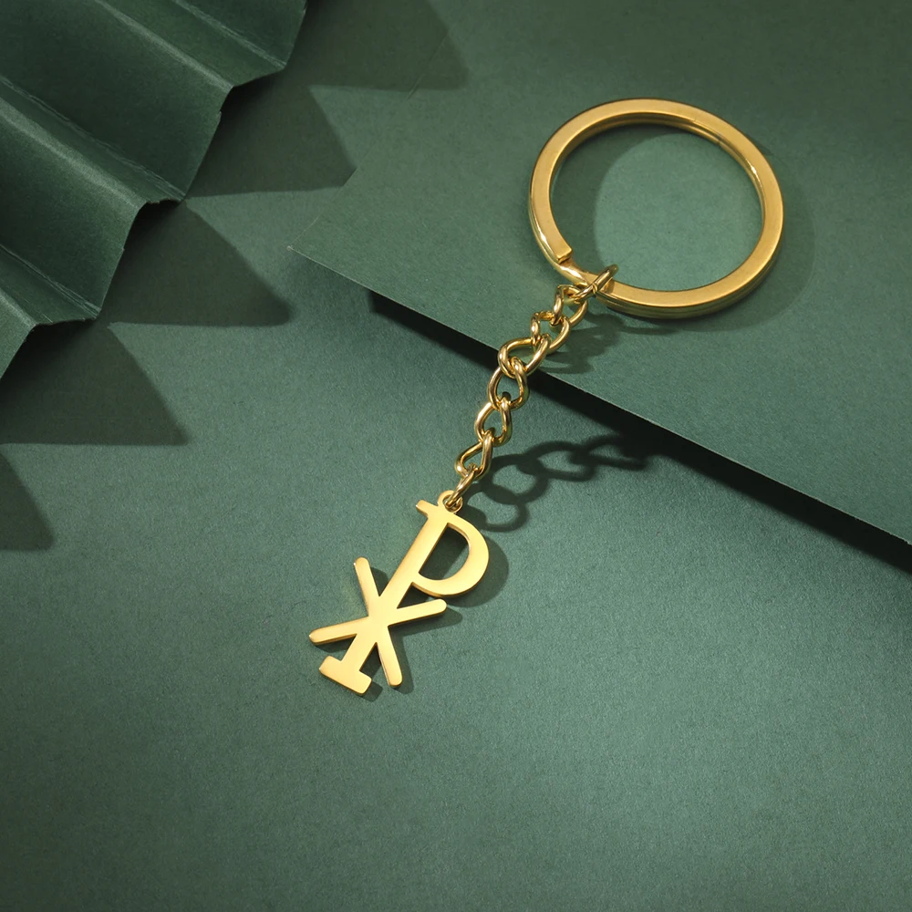 Dawapara Antiker Chi Rho Symbol Schlüsselanhänger Religiöses Christogramm Monogramm Anhänger Edelstahl Schmuck Geburtstagsgeschenk – Detail 6