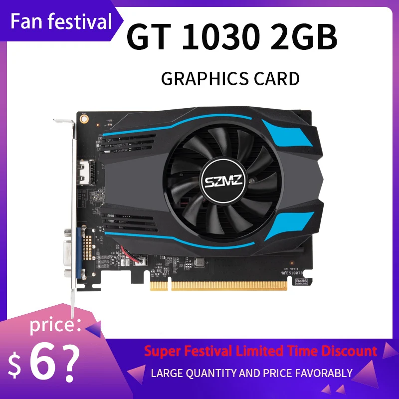 SZMZ видеокарта Geforce GT 1030 2 ГБ Gddr5 графические карты Gt1030 пластина для видео ddr5 no GTX 960