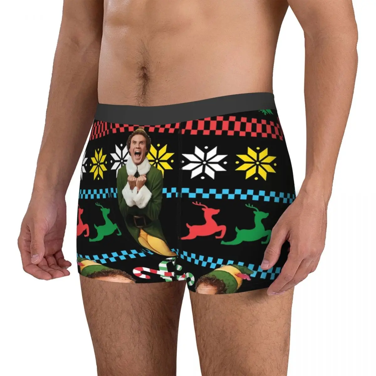 Buddy The Elf Ugly Christmas Sweater Xmas Movie Will Ferrell Man's Boxer Briefs Highly Breathable Underpants Print Shorts Gifts 3
