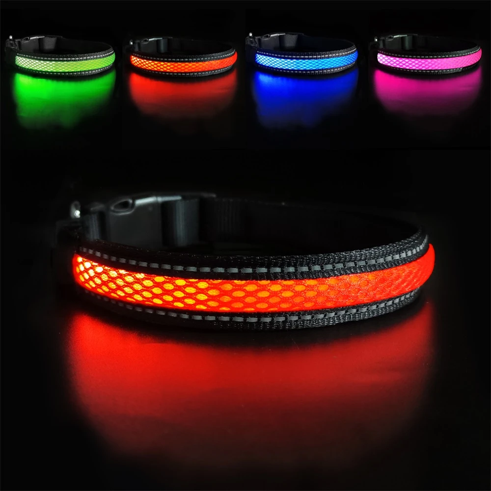 Dog Nylon Collar USB Flashing Charging LED Light Reflective Anti-Lost Rechargeable Glow Dog for Small Medium Large Dogs SuppliesDog Nylon Collar USB Flashing Charging LED Light Reflective Anti-Lost Rechargeable Glow Dog for Small Medium Large Dogs Supplies