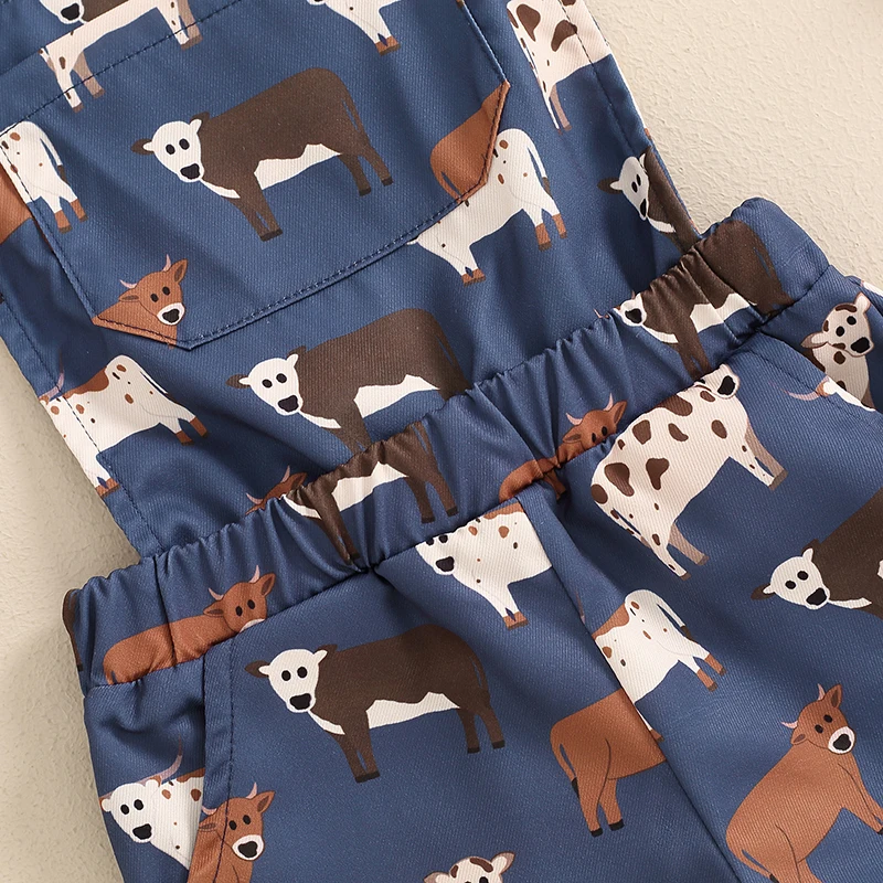 Children s Boys Denim Overalls with Dinosaur Print Adjustable Straps Buttons Pockets Shortall Summer Romper Jumpsuit