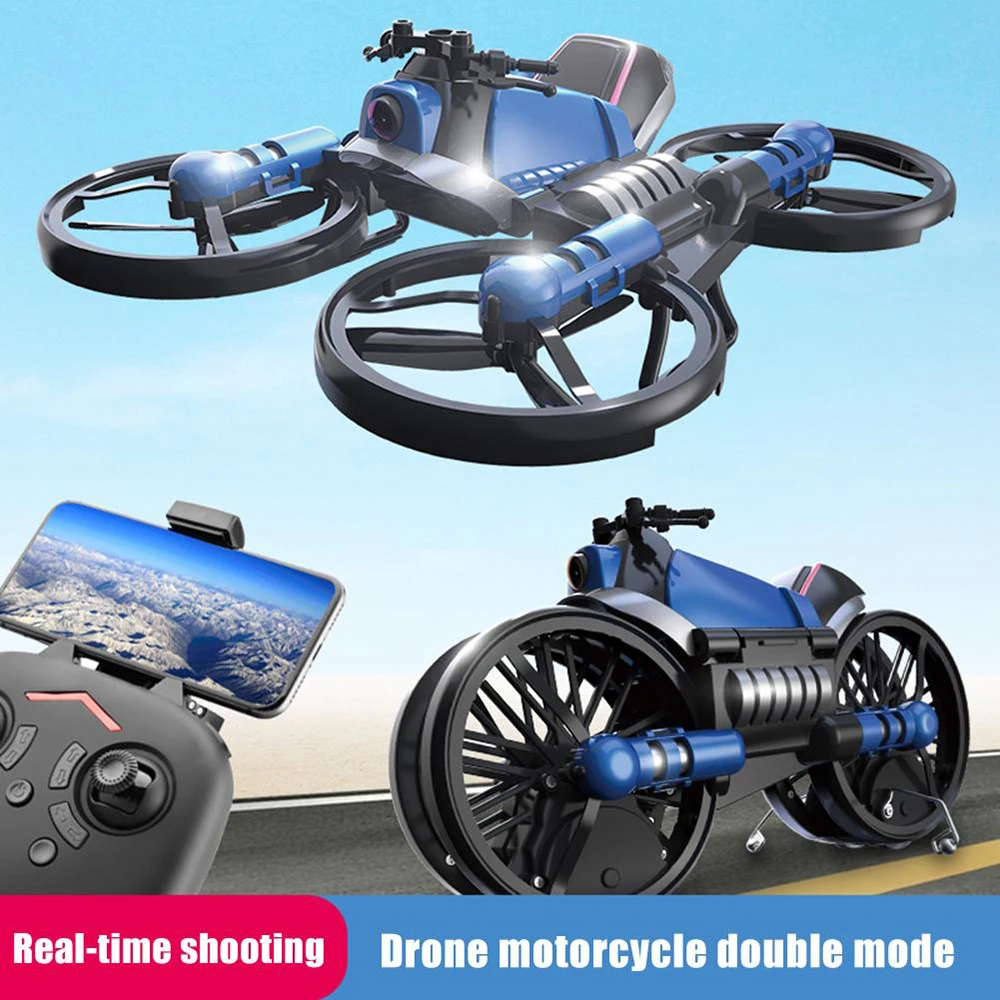 Unique H6 2-in-1 Folding RC Drone with camera Motorcycle Vehicle  Multi-functional Folding Aircraft Vehicle 6-axis Quadcopter Toy