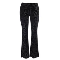 Y2K Velvet Pants Gothic See Through Winter Mesh Patchwork Grunge Streetwear Vintage Black E Girl Leg Belted Flared Pants 5