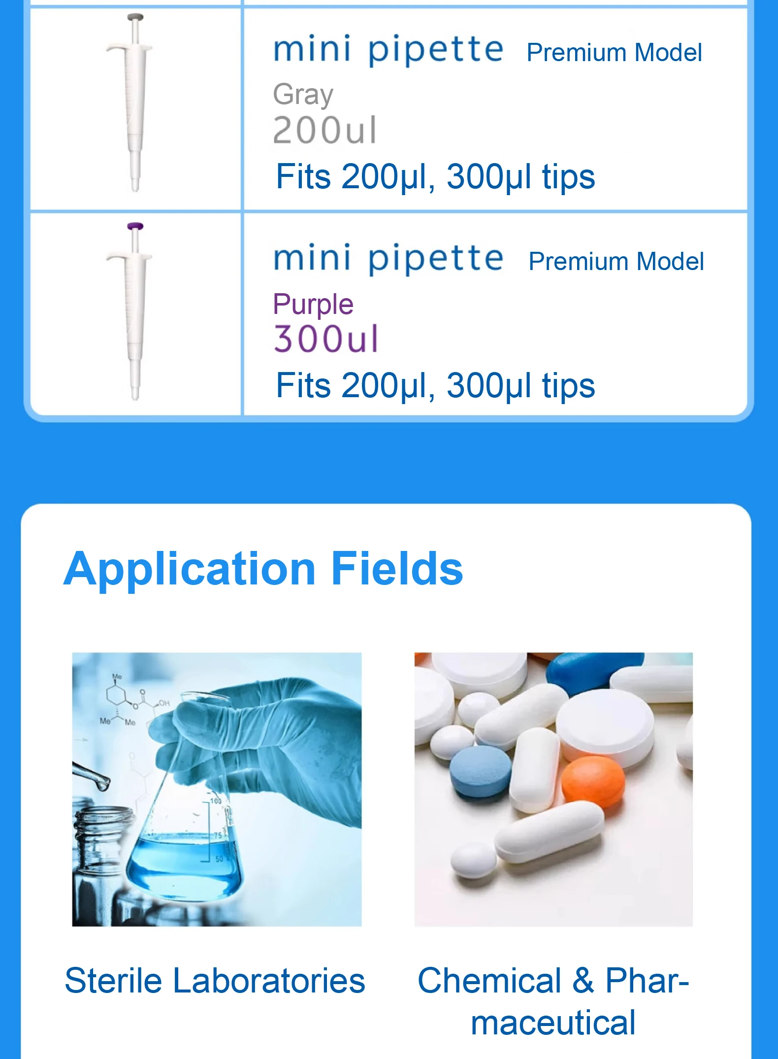 Laboratory Mini Micropipette Adjustable Pipette Gun 5ul 10ul 50ul 100ul 200ul 30