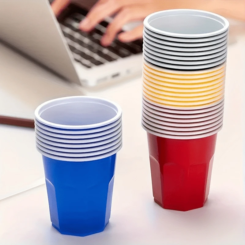 200ml Rainbow Colored Plastic Cups Sturdy Disposable Party Cups Multifunctional Beverage Cups 100pcs plastic cups