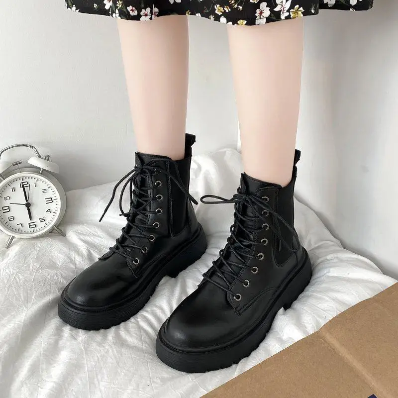Autumn and Winter New Round Head Medium Heel Fashionable Single Boots Thick Soled Fashionable Women's Boots женскиесапоги Shoes 2020 spring and autumn new handsome martin boots female wild personality single shoes fashionable thin boots x361