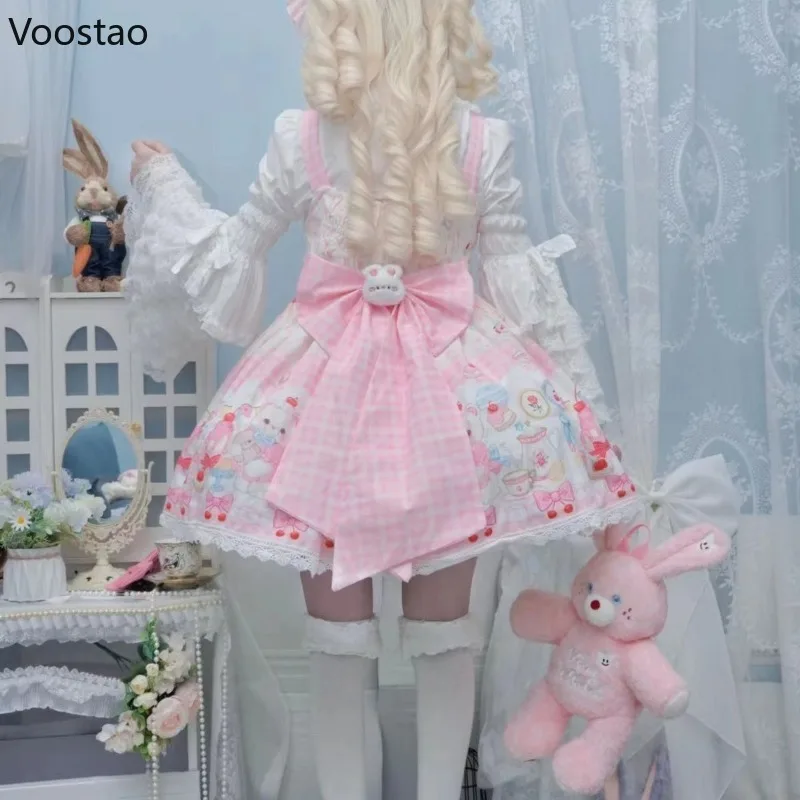 Japanese Sweet Lolita Jsk Dress Women Tea Party Mini Dresses Lolita Dress Lolita Suspender Dress Lolita Cosplay Costumes