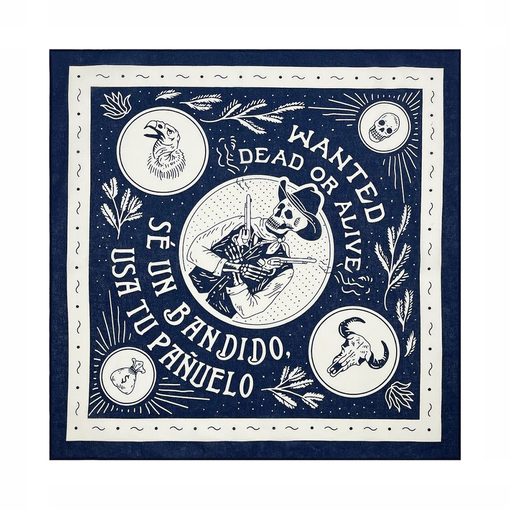 Cotton Bandana Skull Print Hip Hop Square Scarf Headband Gifts For Boys Girls
