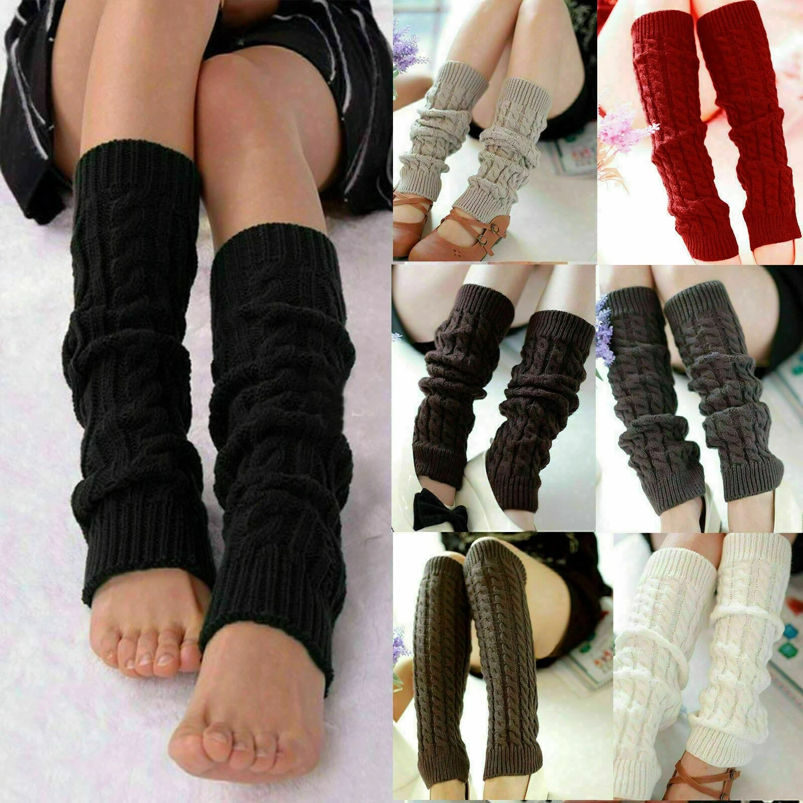 Knitted Leg Warmers Boots Leg Warmers Women Knits Black Leg Warmers