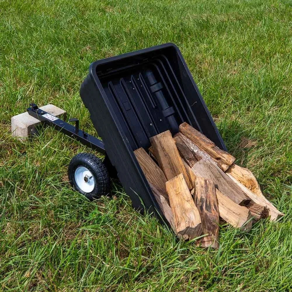 400 LB (10 Cu. Ft.) Economy Dump Cart, Tow-Behind Poly Cart for Lawn/Garden Tractors, ATVs, and UTVs, Hands-Free Unloading