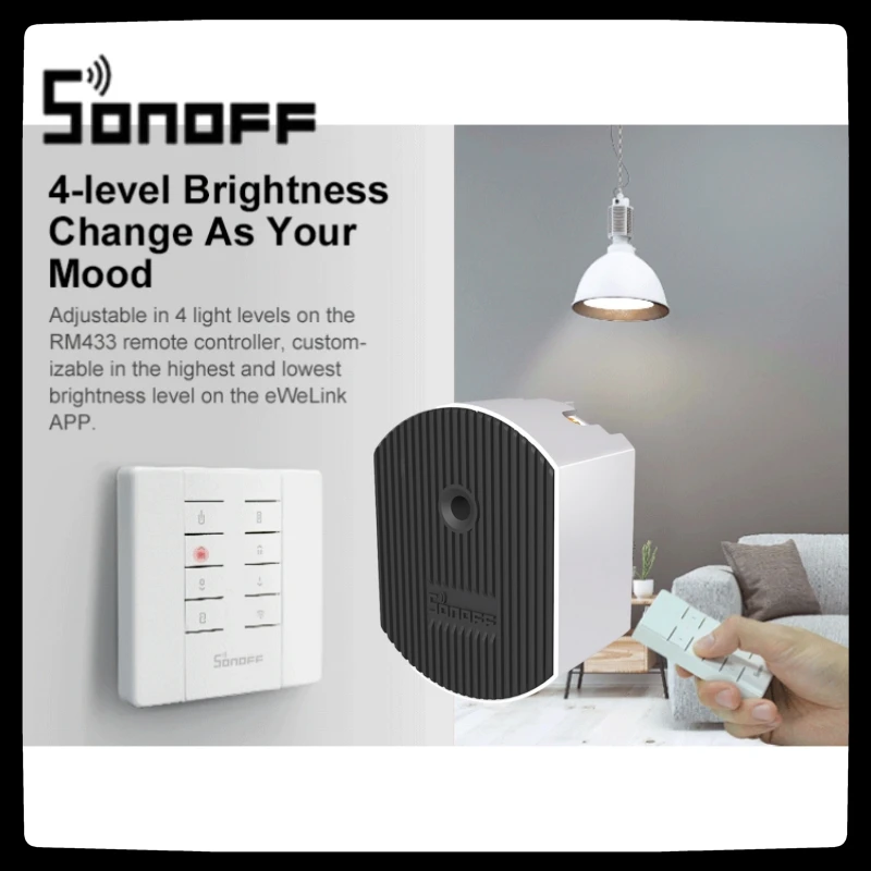 

Умный диммер SONOFF D1 с Wi-Fi, мини-переключатель «сделай сам», модуль умного дома, регулируемая яркость, приложение/голос/RM433, Радиочастотный пульт дистанционного управления