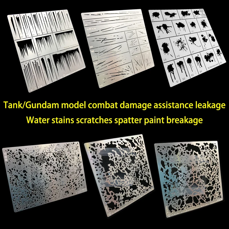 Military Tank Model Battle Damage Do Old Auxiliary Stencils Template Water Stains Scratches Paint Damage model tools
