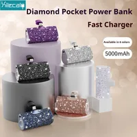 Xilecaly Diamond Portable Charger Power Bank For iPhone 16 15 14 Pro MAX Xiaomi Samsung Oneplus Mini Pocket Power Bank 5000mAh 1