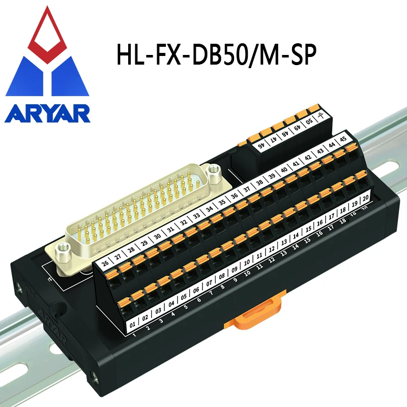 High-Speed Shielded Industrial Control Terminal Block Cable - DB50 Data Extension, 3-Row Male-to-Female Connection