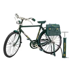 Miniature Retro Alloy Bicycle Diecast with Inflation Pump - Collectible Metal Toy Bike (Retro Green)
