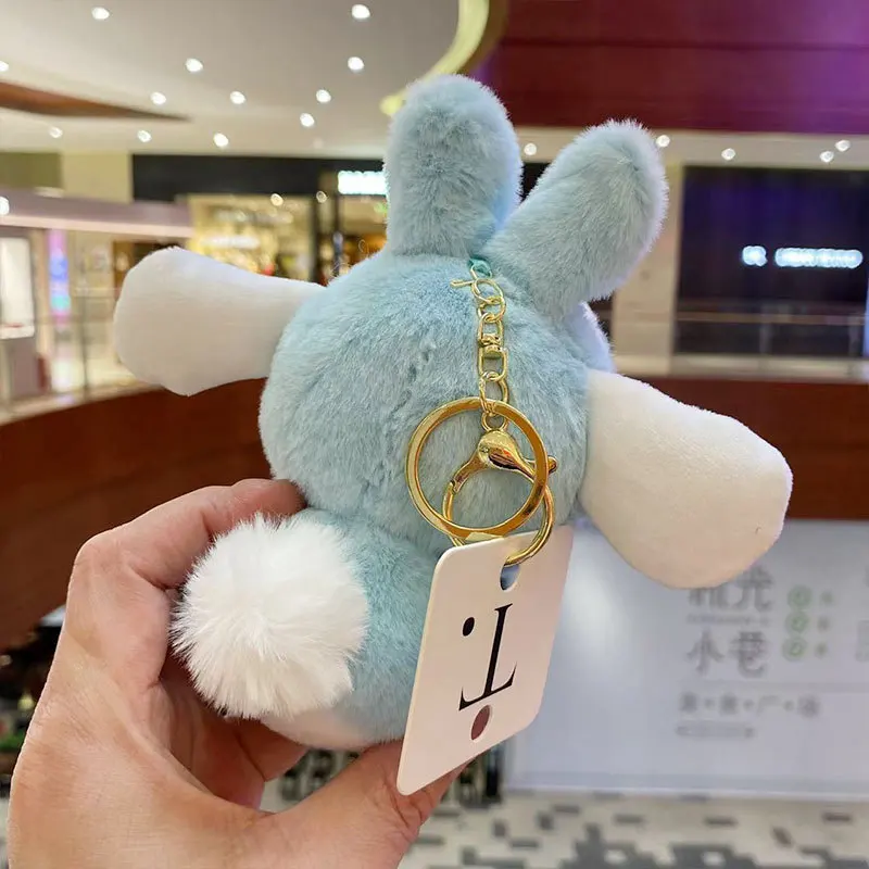 15CM Sanrio 토끼 Plush Keychain Kawaii 산리오 시나모롤 포차코 키링 Accessories Cartoon Rabbit Keychains Kids Girl Toys Pendant Holiday Gifts plush keychain key chain bunny keychain