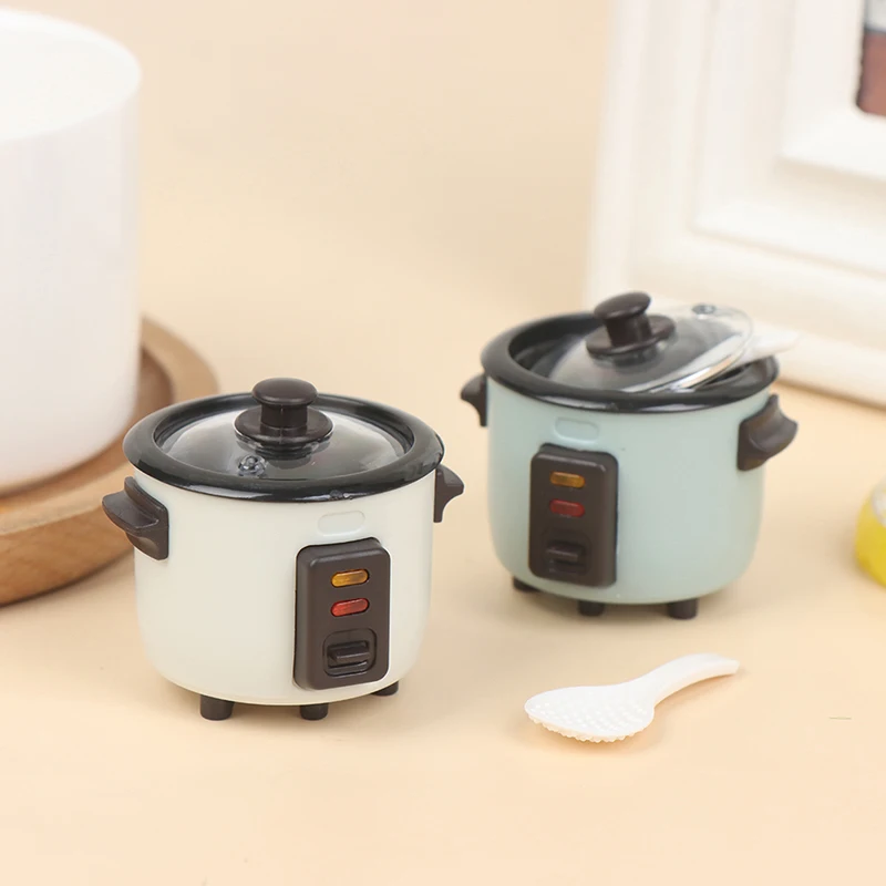 1:12 Dollhouse Mini Rice Cooker W/ Rice Spoon Kitchen Kitchenware Cooking Model kitty biscuits you need em we knead em kitty cooking apron halloween kitchen kitchenware