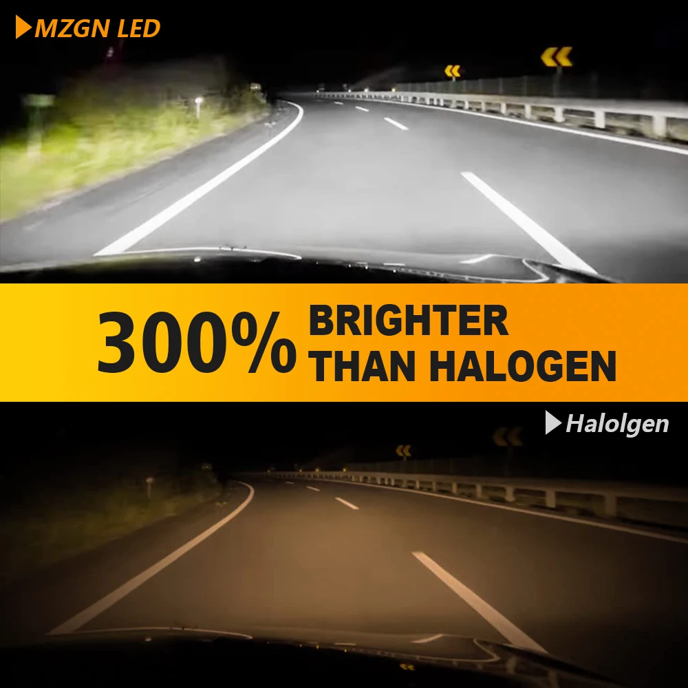 H7 Headlight Bulb Fanless Halogen Size Car Led Lamp 8 Pcs CSP Led Chips Headlamp 12000lm 6500K White 12V MZGN 2Pcs