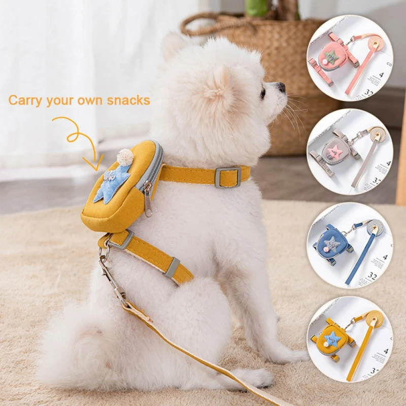 Pet Dog Cat Harness with Backpack for Small Medium Dogs Large capacity
