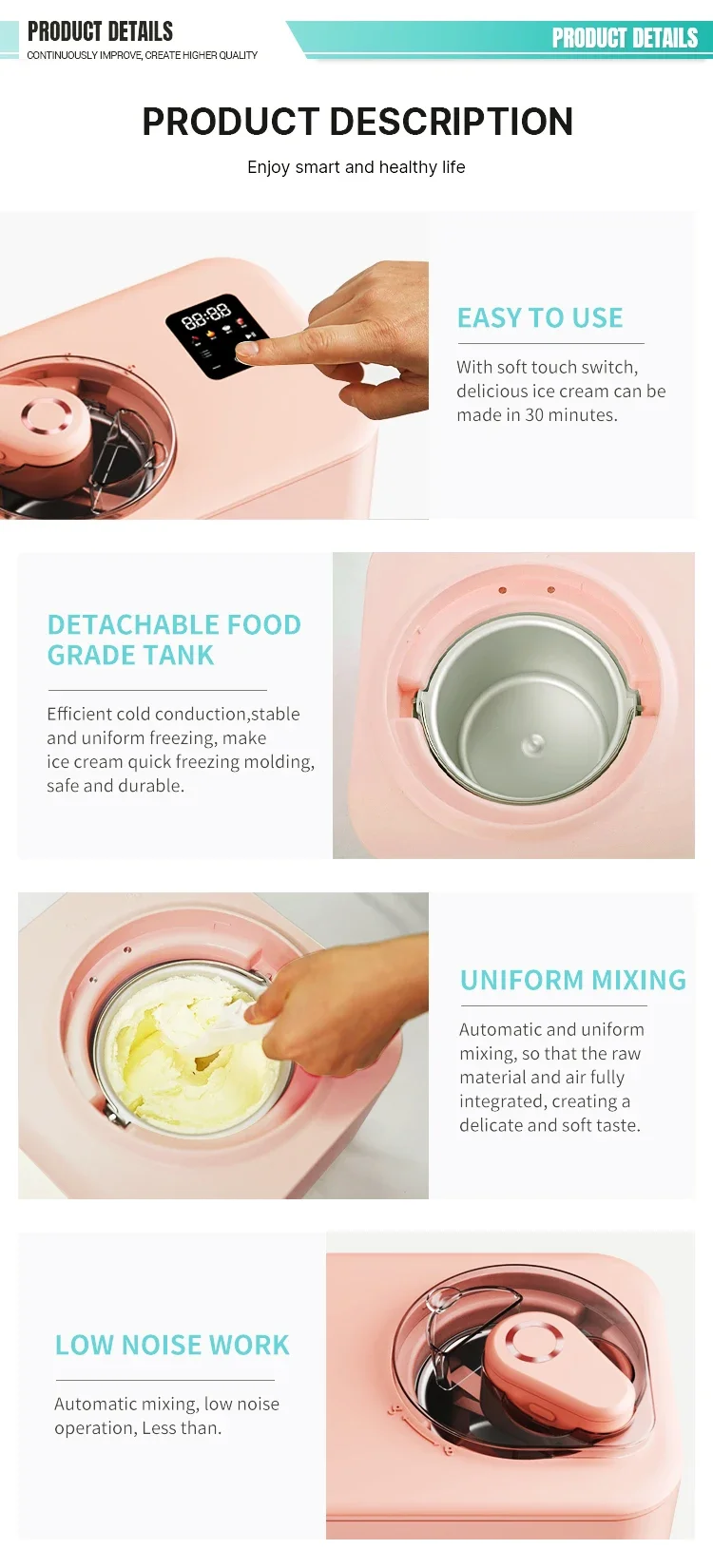 Automatic Ice Cream Maker Machine Portable For Home