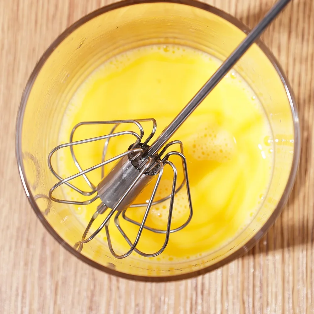 Description Picture 3 of itemStainless Steel Whisk Hand Pressure Egg Beater Manual Semi-automatic Rotating Egg Tools Stiring Cream Mixer Kitchen Baking Tools