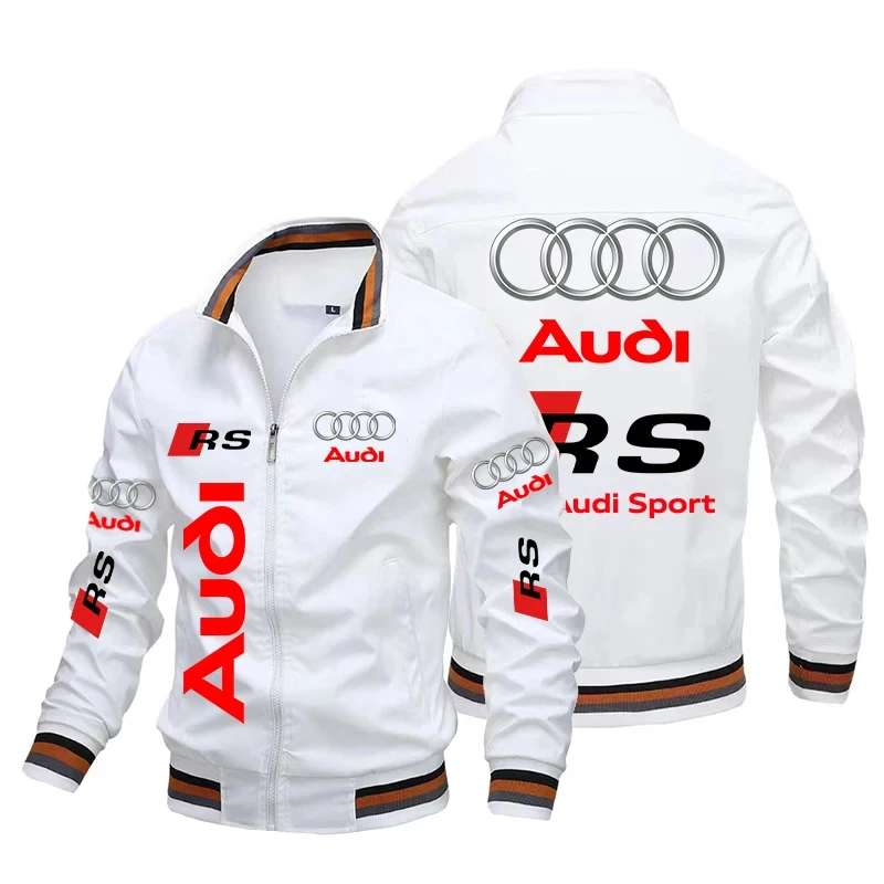 New Audi Motorcycle Jacket Audi RS Logo Printed Men's Jacket Fashion Oversized Outdoor Racing Jacket Cycling Men's Outerwear 2