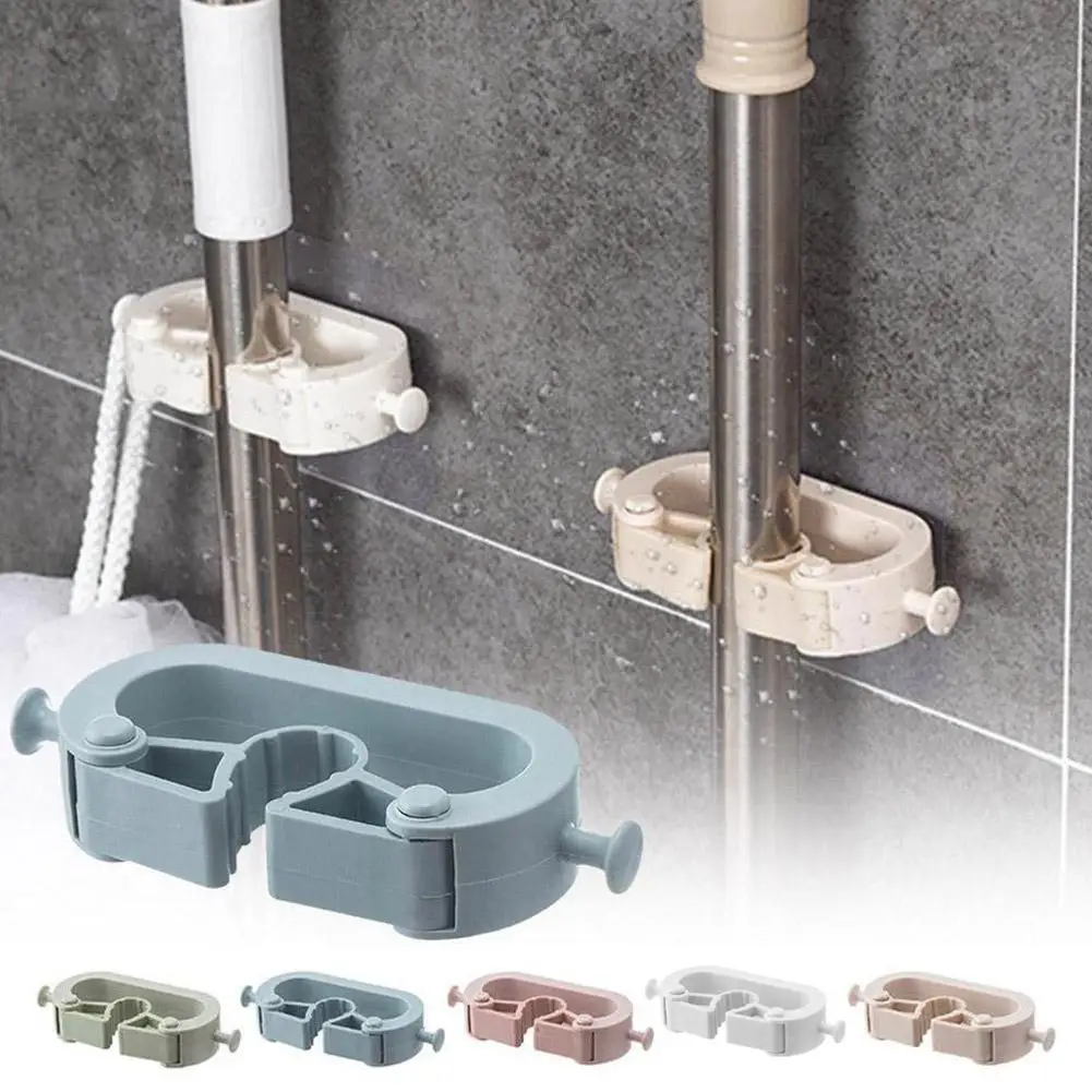 

Wall Mounted Mop Holder Brush Broom Hanger Home Mop Hooks Suction Hanging Kitchen Bathroom Pipe Organizer Rack Storage X0J6