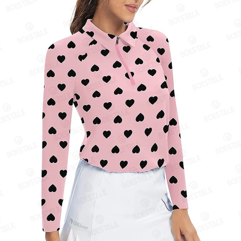 Women's long-sleeved polo shirts golf T-shirts, racing cars top sports breathable quick drying, casual shirts, autumn and winter