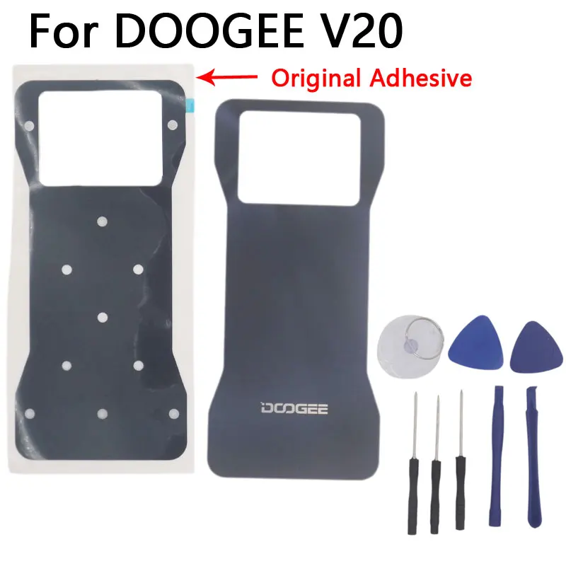 DOOGEE V20 스마트 폰용 폼 접착제가있는 새로운 오리지널 DOOGEE V20 배터리 커버 복합 휴대폰 뒷면 커버 플레이트 커버